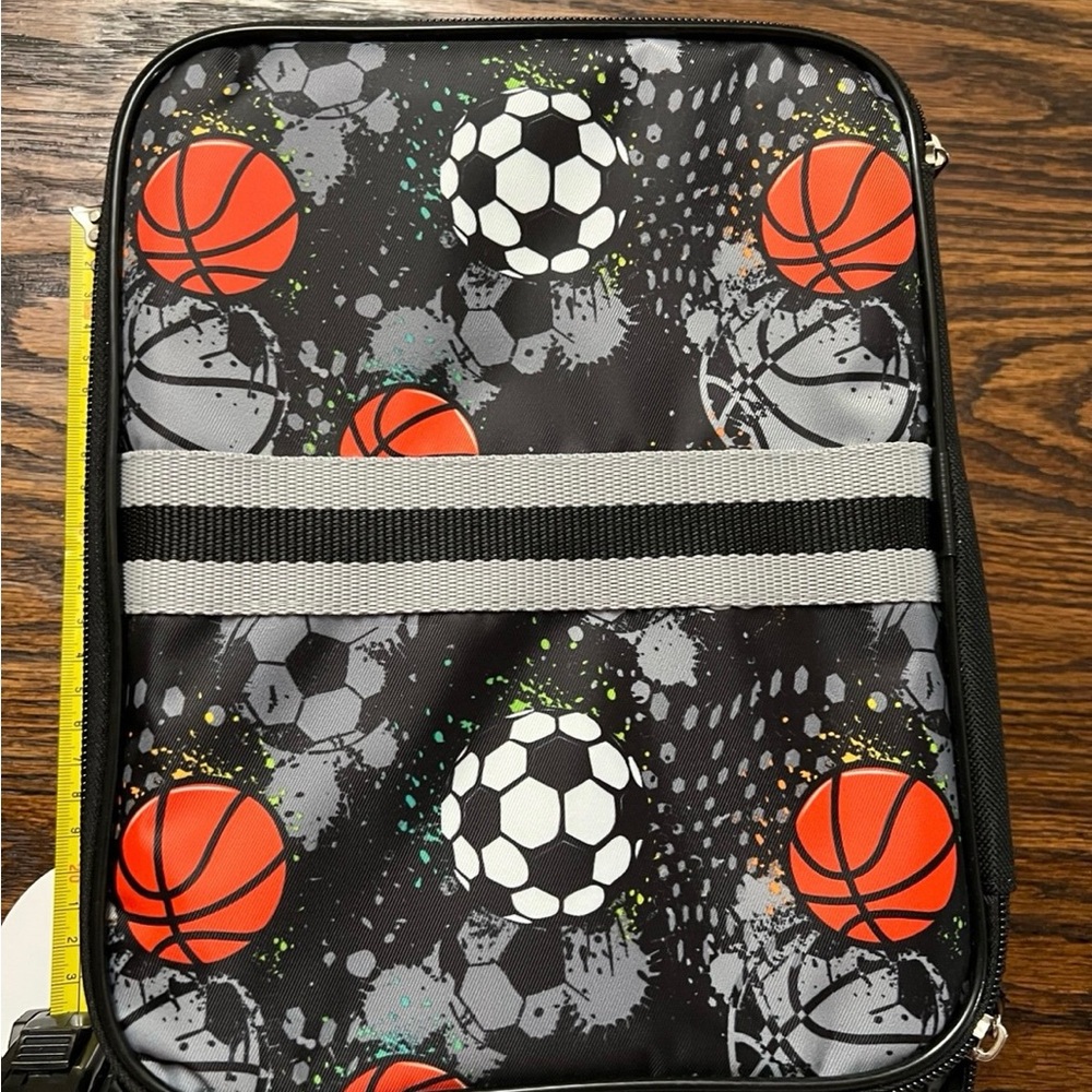 Sports Themed Lunchbox with Basketball and Soccer Print